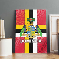 Dominica Flag Canvas Wall Art Red Yellow and Black with Coat of Arms and National Motto Design - Wonder Print Shop