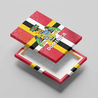Dominica Flag Canvas Wall Art Red Yellow and Black with Coat of Arms and National Motto Design - Wonder Print Shop