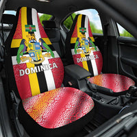 Dominica Flag Car Seat Cover Red Yellow and Black with Coat of Arms and National Motto Design - Wonder Print Shop