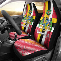 Dominica Flag Car Seat Cover Red Yellow and Black with Coat of Arms and National Motto Design - Wonder Print Shop