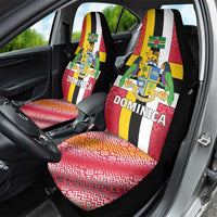 Dominica Flag Car Seat Cover Red Yellow and Black with Coat of Arms and National Motto Design - Wonder Print Shop