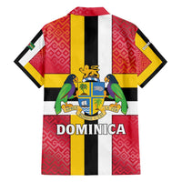 Dominica Flag Family Matching Long Sleeve Bodycon Dress and Hawaiian Shirt Red Yellow and Black with Coat of Arms and National Motto Design - Wonder Print Shop