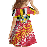 Dominica Flag Family Matching Off Shoulder Maxi Dress and Hawaiian Shirt Red Yellow and Black with Coat of Arms and National Motto Design - Wonder Print Shop