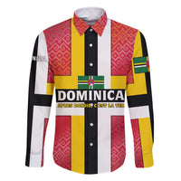Dominica Flag Family Matching Off Shoulder Short Dress and Hawaiian Shirt Red Yellow and Black with Coat of Arms and National Motto Design - Wonder Print Shop