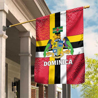 Dominica Flag Garden Flag Red Yellow and Black with Coat of Arms and National Motto Design - Wonder Print Shop