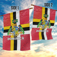 Dominica Flag Garden Flag Red Yellow and Black with Coat of Arms and National Motto Design - Wonder Print Shop