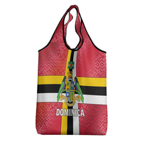 Dominica Flag Grocery Bag Red Yellow and Black with Coat of Arms and National Motto Design - Wonder Print Shop