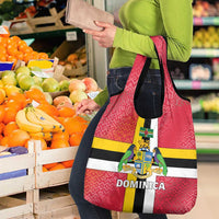 Dominica Flag Grocery Bag Red Yellow and Black with Coat of Arms and National Motto Design - Wonder Print Shop