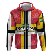 Dominica Flag Hoodie Red Yellow and Black with Coat of Arms and National Motto Design - Wonder Print Shop