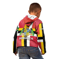 Dominica Flag Kid Hoodie Red Yellow and Black with Coat of Arms and National Motto Design - Wonder Print Shop