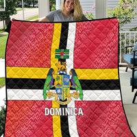 Dominica Flag Quilt Red Yellow and Black with Coat of Arms and National Motto Design - Wonder Print Shop