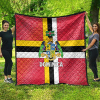 Dominica Flag Quilt Red Yellow and Black with Coat of Arms and National Motto Design - Wonder Print Shop