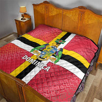 Dominica Flag Quilt Red Yellow and Black with Coat of Arms and National Motto Design - Wonder Print Shop