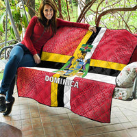 Dominica Flag Quilt Red Yellow and Black with Coat of Arms and National Motto Design - Wonder Print Shop