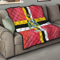 Dominica Flag Quilt Red Yellow and Black with Coat of Arms and National Motto Design - Wonder Print Shop