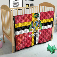Dominica Flag Quilt Red Yellow and Black with Coat of Arms and National Motto Design - Wonder Print Shop