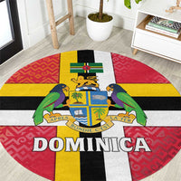 Dominica Flag Round Carpet Red Yellow and Black with Coat of Arms and National Motto Design - Wonder Print Shop