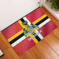 Dominica Flag Rubber Doormat Red Yellow and Black with Coat of Arms and National Motto Design - Wonder Print Shop