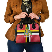 Dominica Flag Shoulder Handbag Red Yellow and Black with Coat of Arms and National Motto Design - Wonder Print Shop
