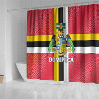 Dominica Flag Shower Curtain Red Yellow and Black with Coat of Arms and National Motto Design - Wonder Print Shop