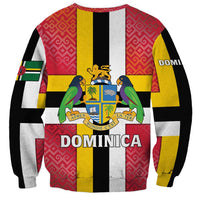 Dominica Flag Sweatshirt Red Yellow and Black with Coat of Arms and National Motto Design - Wonder Print Shop