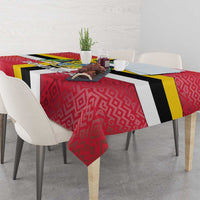 Dominica Flag Tablecloth Red Yellow and Black with Coat of Arms and National Motto Design - Wonder Print Shop