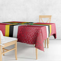 Dominica Flag Tablecloth Red Yellow and Black with Coat of Arms and National Motto Design - Wonder Print Shop