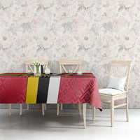 Dominica Flag Tablecloth Red Yellow and Black with Coat of Arms and National Motto Design - Wonder Print Shop