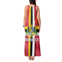 Dominica Flag Tank Maxi Dress Red Yellow and Black with Coat of Arms and National Motto Design - Wonder Print Shop