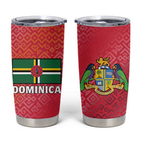 Dominica Flag Tumbler Cup Red Yellow and Black with Coat of Arms and National Motto Design - Wonder Print Shop
