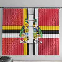 Dominica Flag Window Curtain Red Yellow and Black with Coat of Arms and National Motto Design - Wonder Print Shop