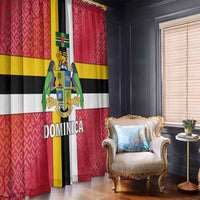 Dominica Flag Window Curtain Red Yellow and Black with Coat of Arms and National Motto Design - Wonder Print Shop
