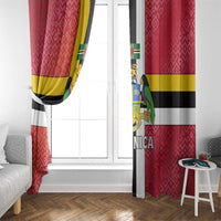 Dominica Flag Window Curtain Red Yellow and Black with Coat of Arms and National Motto Design - Wonder Print Shop