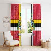 Dominica Flag Window Curtain Red Yellow and Black with Coat of Arms and National Motto Design - Wonder Print Shop