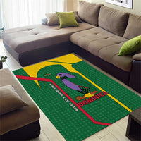Dominica Flag Area Rug National Parrot and Stars Design with Motto Apres Bondie C’est La Ter - Wonder Print Shop