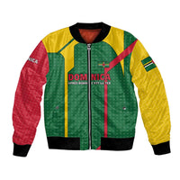 Dominica Flag Bomber Jacket National Parrot and Stars Design with Motto Apres Bondie C’est La Ter - Wonder Print Shop