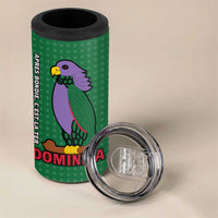Dominica Flag 4 in 1 Can Cooler Tumbler National Parrot and Stars Design with Motto Apres Bondie C’est La Ter - Wonder Print Shop