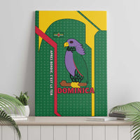 Dominica Flag Canvas Wall Art National Parrot and Stars Design with Motto Apres Bondie C’est La Ter - Wonder Print Shop