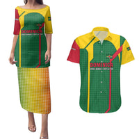 Dominica Flag Couples Matching Puletasi and Hawaiian Shirt National Parrot and Stars Design with Motto Apres Bondie C’est La Ter - Wonder Print Shop