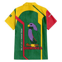 Dominica Flag Family Matching Off Shoulder Short Dress and Hawaiian Shirt National Parrot and Stars Design with Motto Apres Bondie C’est La Ter - Wonder Print Shop