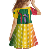 Dominica Flag Family Matching Short Sleeve Bodycon Dress and Hawaiian Shirt National Parrot and Stars Design with Motto Apres Bondie C’est La Ter - Wonder Print Shop