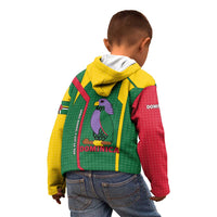 Dominica Flag Kid Hoodie National Parrot and Stars Design with Motto Apres Bondie C’est La Ter - Wonder Print Shop