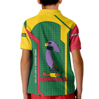 Dominica Flag Kid Polo Shirt National Parrot and Stars Design with Motto Apres Bondie C’est La Ter - Wonder Print Shop