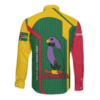 Dominica Flag Long Sleeve Button Shirt National Parrot and Stars Design with Motto Apres Bondie C’est La Ter - Wonder Print Shop