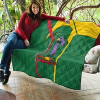 Dominica Flag Quilt National Parrot and Stars Design with Motto Apres Bondie C’est La Ter - Wonder Print Shop