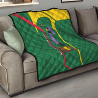 Dominica Flag Quilt National Parrot and Stars Design with Motto Apres Bondie C’est La Ter - Wonder Print Shop