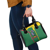 Dominica Flag Shoulder Handbag National Parrot and Stars Design with Motto Apres Bondie C’est La Ter - Wonder Print Shop