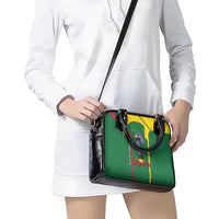 Dominica Flag Shoulder Handbag National Parrot and Stars Design with Motto Apres Bondie C’est La Ter - Wonder Print Shop