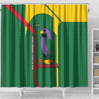 Dominica Flag Shower Curtain National Parrot and Stars Design with Motto Apres Bondie C’est La Ter - Wonder Print Shop