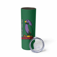 Dominica Flag Skinny Tumbler National Parrot and Stars Design with Motto Apres Bondie C’est La Ter - Wonder Print Shop